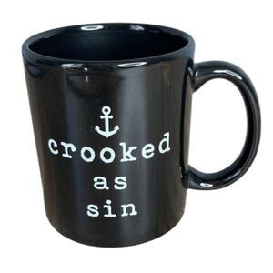 Crooked As Sin Black Ceramic Mug with Anchor Design 10oz